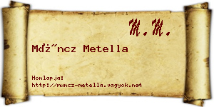 Müncz Metella névjegykártya